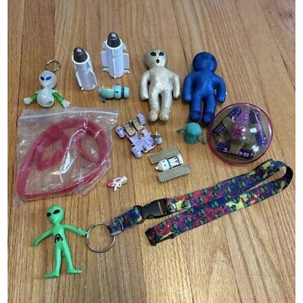 Lot Space Alien Figures NASA Plush Cookie Cutter Lanyard Flying Saucer Ship