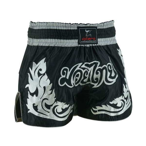 Islero Muay Thai Shorts MMA Martial Arts Grappling Kick boxing UFC Cage Fighting Gym Training Men Women Clothing Gear (X-Small, Silver)