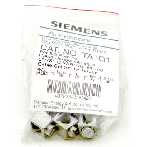 (6) TA1Q1 Siemens for EQ Frames Main Breaker Lug (Package of 6)