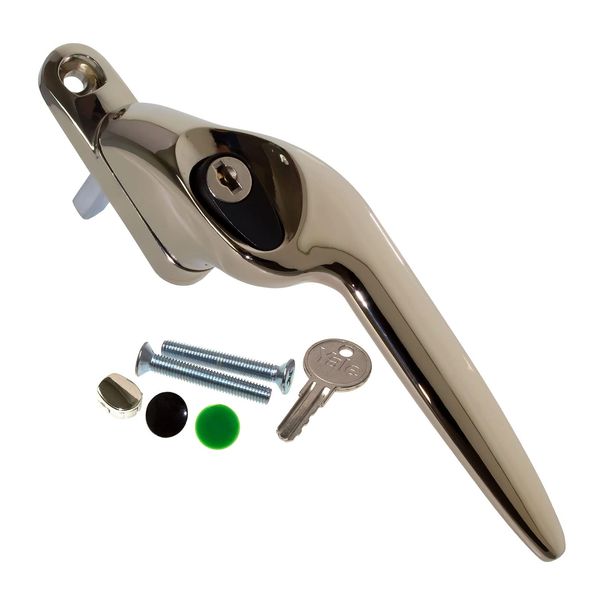 Champagne Gold Right-Hand Yale UPVC Window Handle Cranked Double Glazing Universal Key Locking - 40mm