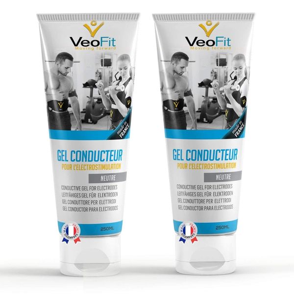 VEOFIT- Conductive Gel for Ab Belt 2x250mL, Electrostimulators, EMS TENS Electrodes - Improves electrode contact and protects the skin - Made in France