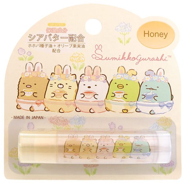 Santan Sumikko Gurashi Lip Balm, Honey Scent, 0.07 oz (2 g), Moisturizing, Popular, Shea Butter, Character, Lip Cream, Cute, Gift for Children