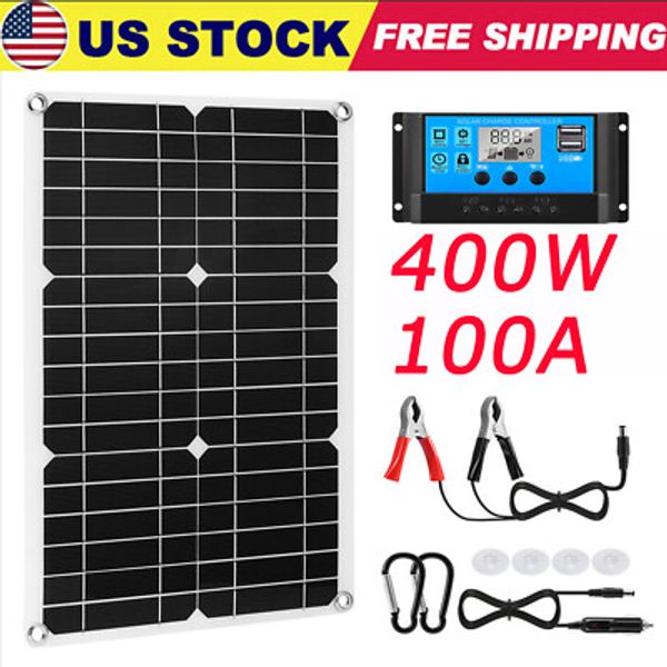 400W 12V Solar Panel Kit 100A Battery Charge Controller For Caravan RV Boat USA