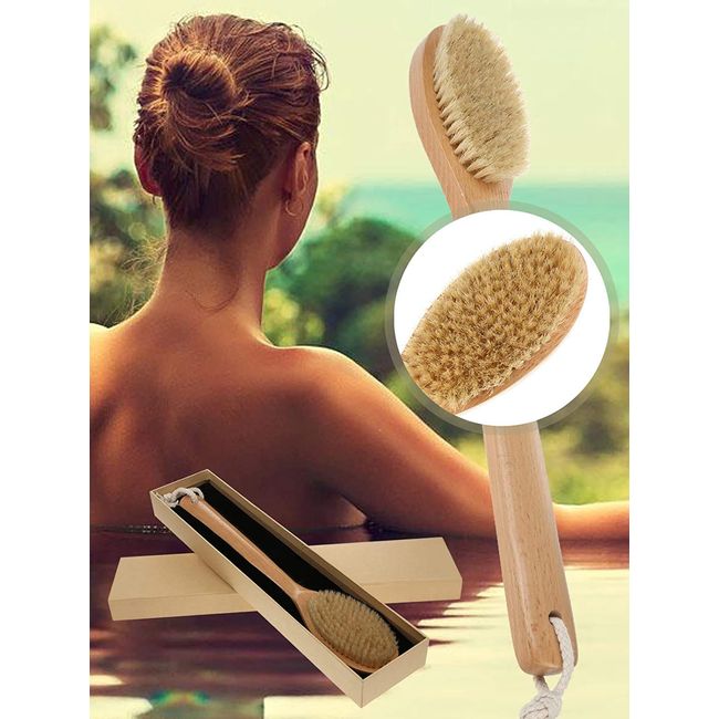 Bath & Relax Bath Body Brush Natural Bristles Long Handled Shower