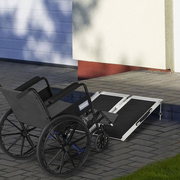 Folding Aluminum Wheelchair Ramp Portable Mobility Scooter Carrier, 600lbs