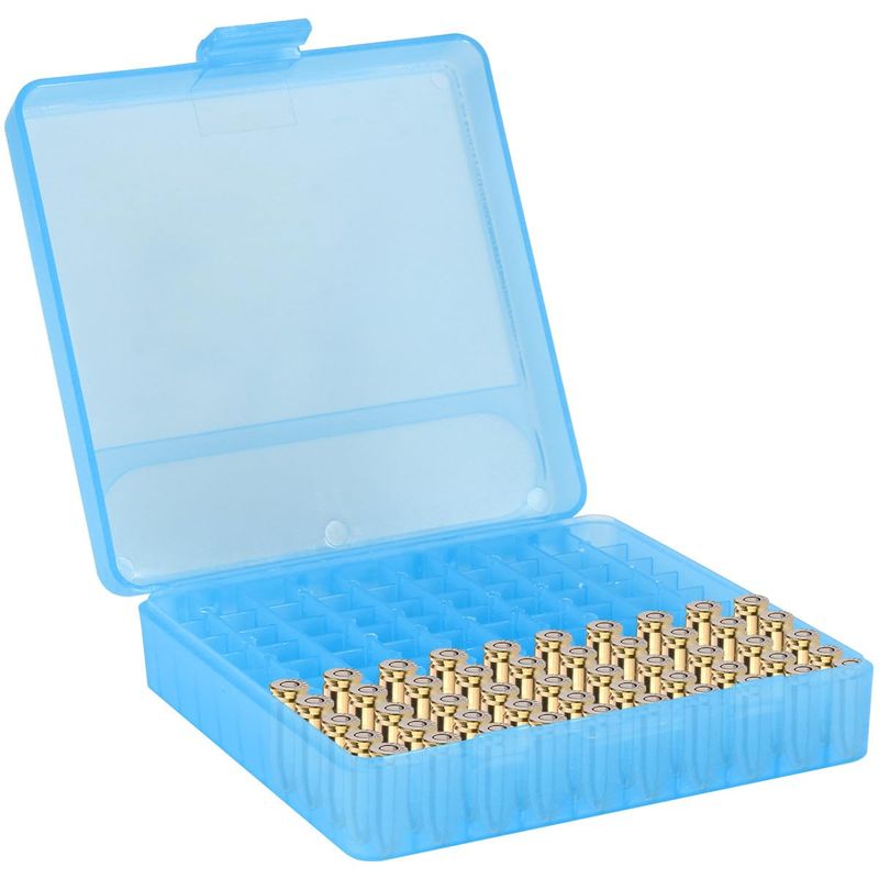 100 Round Pistol Ammo Storage Box for Handgun | Blue Lockable Ammo Can ...