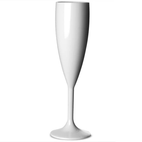 Elite Premium Polycarbonate Champagne Flute White 7oz / 200ml | Plastic Reusable Champagne Glasses, Virtually Unbreakable Polycarbonate Plastic - Ideal for Parties, Outdoors & Event Catering