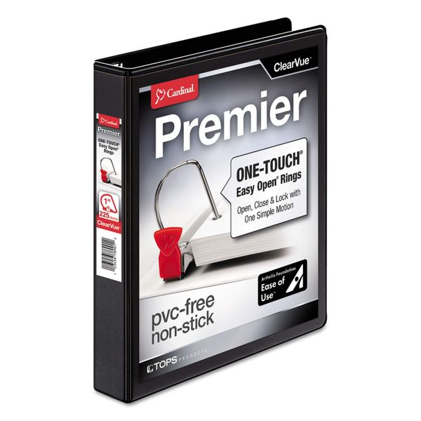Easy-Open ClearVue Locking Slant-D Binder, 1" Cap, 11 x 8 1/2, Black