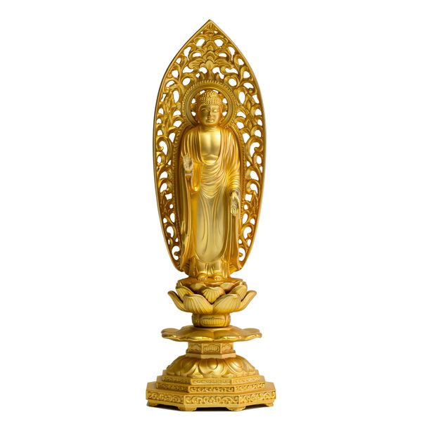 Buddha Statue Shaka Nyorai 7.5 inches (19 cm) (Gold Plated/24K Gold) Buddha Statue: Shuun Makita Prototype "Soto Sect / Rinzai Sect and Tendai Sect " Takaoka Copperware (Shakanyorai/L)