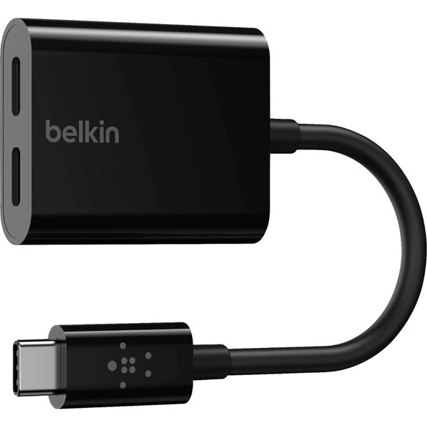 Belkin - USB-C Audio + Charge Adapter, USB-C PD Fast Charging - Black