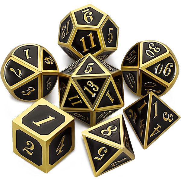 CiaraQ DND Metal Polyhedral Dice Set with Dice Bag for Dungeons and Dragons RPG MTG Role Playing Table Games