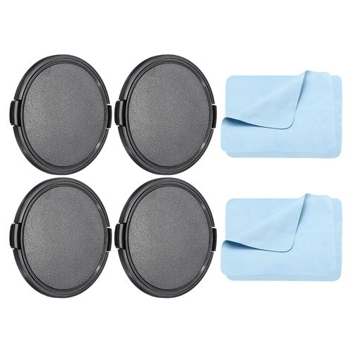 PATIKIL Camera Lens Cap, 4 Pack Sides Pinch Front Lens Cover with Microfiber Cleaning Cloth for 82mm Thread Universal DSLR Lenses for Nikon, for Fujifilm, for Pentax, for Leica