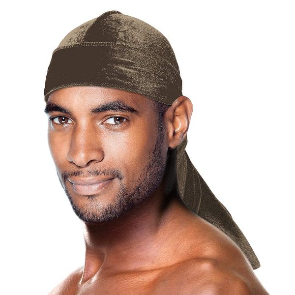 Beauty Town Durag - Velvet Long Tail 360/540/720 Wave - Premium Soft Quality Fabric, Coconut Oil Treated Stretchable Headwraps, Headtie, Headwear for Men and Women (Taupe - 1 pack)