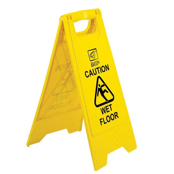 Wet Floor Sign With “Caution Wet Floor” Imprint on Bright Yellow Portable and Durable A-Frame Safety Cone (1)