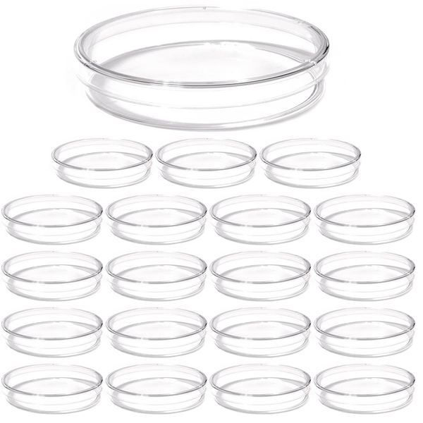 Petri Dish, Plastic with Lid, Laboratory Supplies, Disposable, Clear, Set of 20 [Kong] (3.5 inches (90 mm)