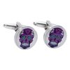 Purple Floral Skull Round Cufflinks X2BOC170