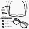 OPTOFENDY Progressive Multifocal Reading Glasses for Women, Oversized Blue Light Blocking Computer Readers Spring Hinge Black 2.0