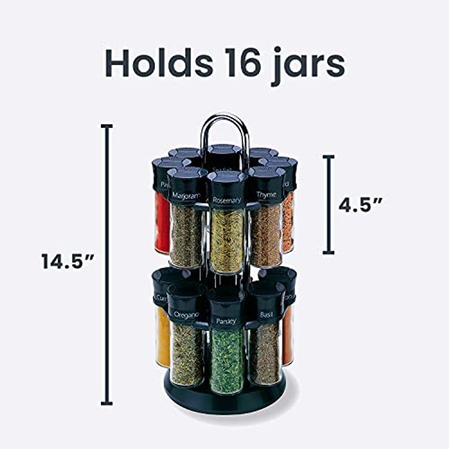 18 Jars Rotating Herbs Spices, Rotating Spice Rack Kitchen