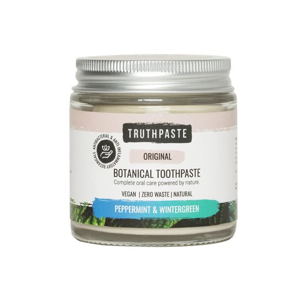 TRUTHPASTE Original Natural Zero Waste Toothpaste. Eco Friendly & Plastic Free. Vegan. Fluoride Free, SLS Free. with neem & Aloe Vera. Suitable for Sensitive Teeth. (Peppermint & Wintergreen 100ml)