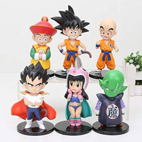 Dragon Ball Son Goku Gohan Vegeta ChiChi Piccolo Figures Model Toys 6pcs/ Set