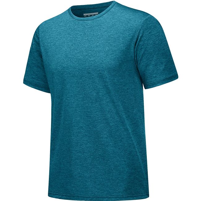 MAGCOMSEN Funktionsshirt Herren Sportshirt Kurzarm Trainingsshirt Atmungsaktiv Laufshirt Wandershirt Männer Regular Fit Fitness Shirts Funktionsshirt Pfauenblau 3XL