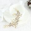 Handcess Leaves Bride Wedding Headbands Gold Crystal Headpieces Pearls Bridal Hair Accessories for Bride and Bridesmaids