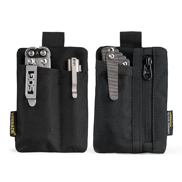 VIPERADE VE29 Mini EDC Pouch Mini Pocket Organiser with 4 Pockets,Small EDC Organiser Pouch Mini Multitool Organiser Small Men's Coin Purse Keychain Pouch Small Backpack Accessories Packs -Black