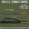 K Exclusive 1942 U.S. Combat Sword with Sheath | Inspired by US Armed Forces WWII Weapon | World War II Collectible | Black Coated AUS-6 Stainless Steel | Shoulder Strap | Overall Length 27.5"