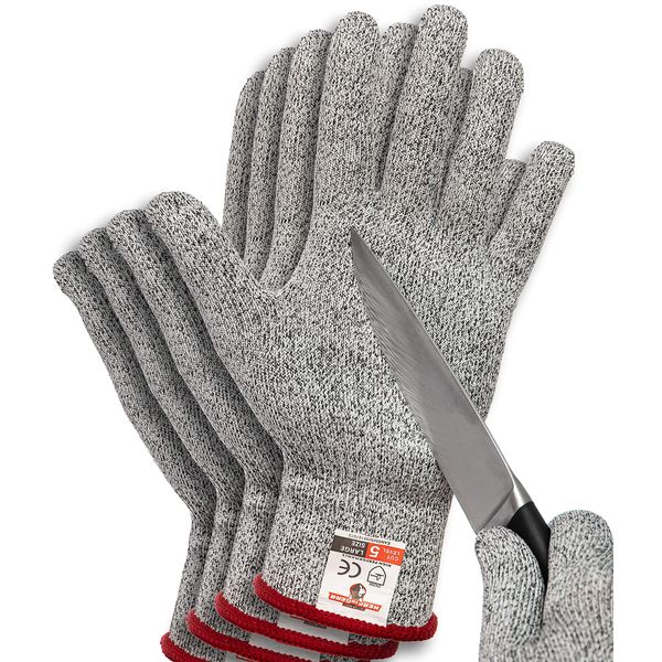 HereToGear Cut Resistant Gloves - 2 PAIRS Large - Food Grade, Level 5 Protection - Used by Butchers while Slicing or Cutting Meat