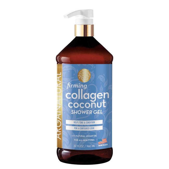 Arganatural Firming Collagen Coconut Shower Gel, Moisturizing Body Wash with Argan Oil (32 Ounces/960 Milliliters)