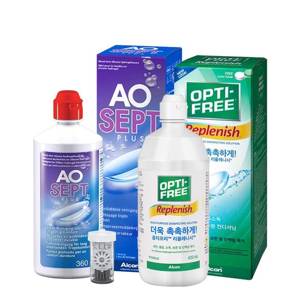 Alcon Aosep Plus 360ml + Replenish 420ml (1 piece lens case included)