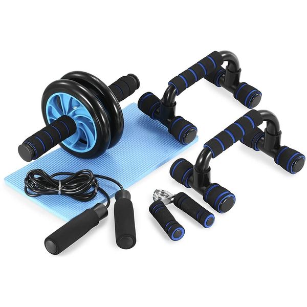 Abdominal Exercise Machine AB Roller Wheel Machine Jump Rope Push Up Rack Resistance Bands Abdominal Exercise Trainer Fitness Gym Equipment, [03] C