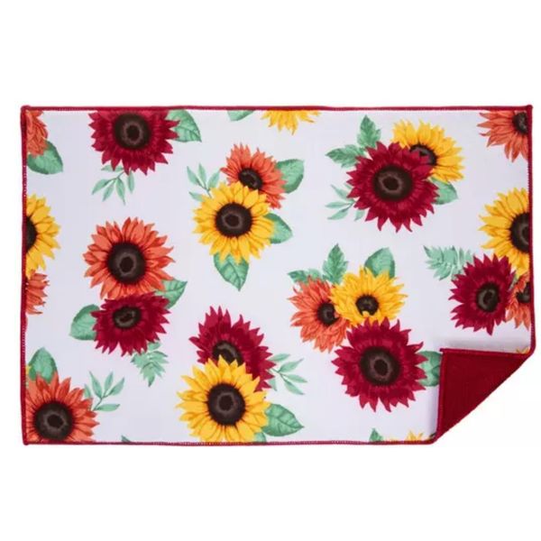 Sunflower Dish Drying Mat - Bright Fall Floral 14 x 21