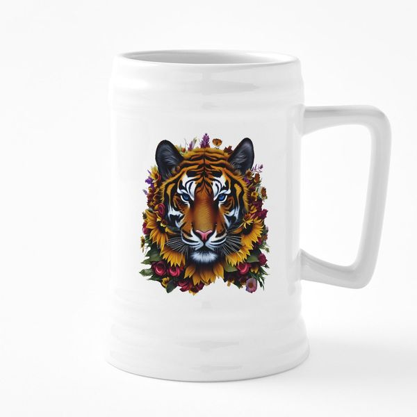 CafePress Sunflower Tiger 25 oz Ceramic Beer Stein Mug
