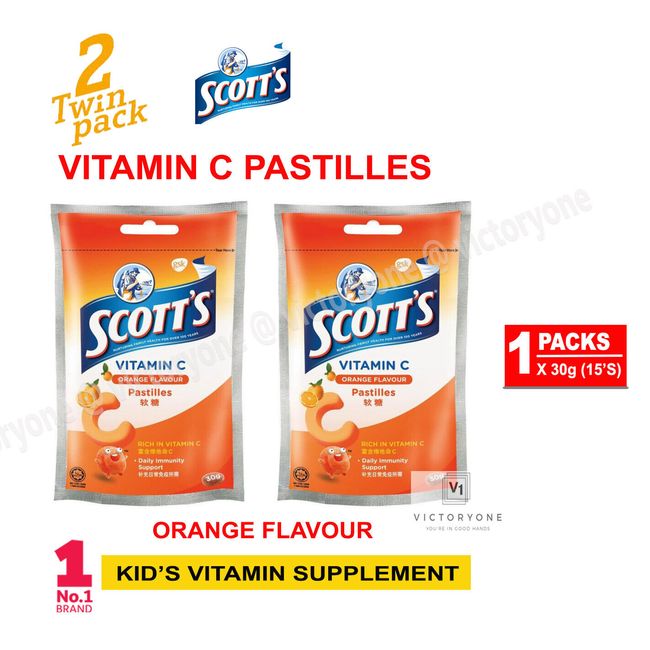 Scott's Vitamins C Pastilles Supplement Kids Orange Flavour 2 Twin Packs Value