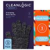 Cleanlogic Detoxify Charcoal Infused Exfoliating Glove, Stretchy Bath & Shower Gloves, Reusable Exfoliator Tool for Smooth & Softer Skin, 3 Pairs, 6 Count Value Pack
