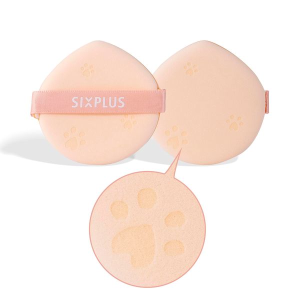 SIXPLUS Cat Claw Print Sponge Puff 2 Piece Drop Type Multi-functional Makeup Sponge Makeup Puff Cushion Fan Depuff Water Swelling Wet Both Sides Soft, Absorbent, Durable, Skin Color