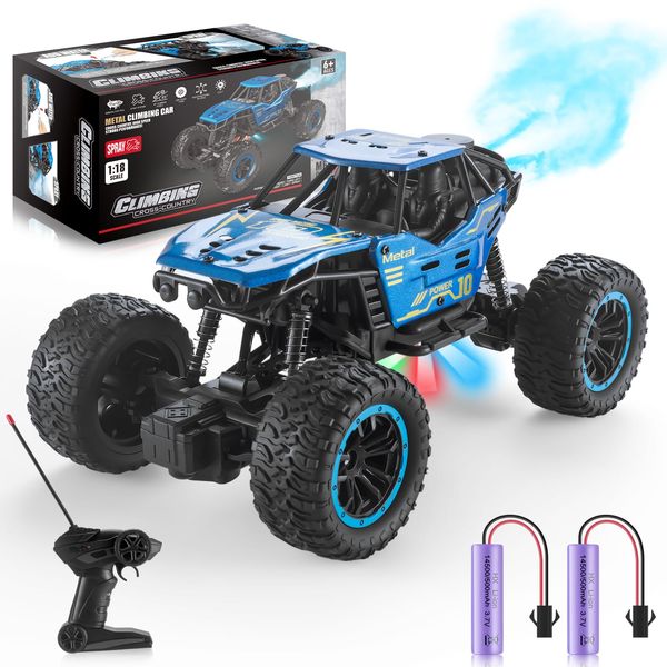 SURDOTE Remote Control Truck, 1:18 Remote Control Car for Boy with Spray & Light for Kids Age 4-7 8-12, 2.4Ghz Indoor/Outdoor All Terrain Electric RC Car Toy Gifts for Kids