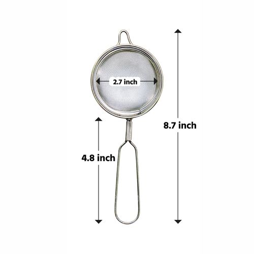 SUL Stainless Steel Tea Fine Mesh Strainer, Tea Infuser for Loose Tea, Mini Mesh Sifter Stainless Steel Cooking Sieve Loose Leaf Tea sieves and strainers with Non Slip Handle (Small 8.7inch)
