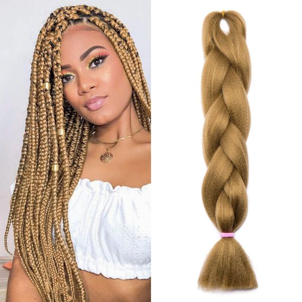 Benehair 24inch Dark Blonde Braiding Hair 1 Bundle Jumbo Braiding Hair Extensions High Temperature Synthetic Braid Hair Braiding Hair Pre Stretched Braid Extensions