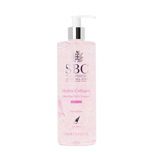 SBC Skincare Hydra-Collagen Micellar Gel Cleanser - 500ml | Hydrating Gel Makeup Remover | Cleansing Anti-Ageing Micellar Gel | Soap Free Makeup Remover