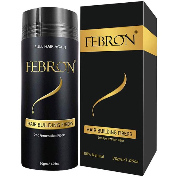 FEBRON Hair Fibers For Thinning Hair DARK BROWN For Women & Men Hair Loss Concealer Hair Powder Volumizing Based 100% Undetectable & Natural - Bald Spots Filler (30 Gram, Dark Brown)