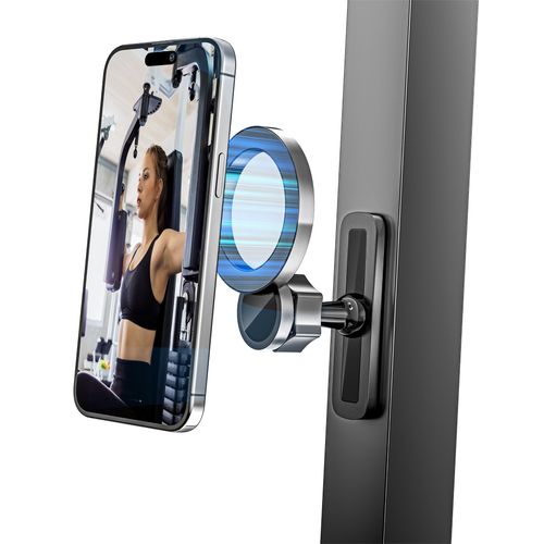 TOPGO Gym Magnetic Phone Holder [360 Adjustable & Shoot Hands-Free Videos] Dual Magnet Phone Mount Compatible with iPhone 16 Pro Max & Mag-Safe Case - Fitness Accessory Workout Essentials