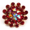 Avalaya Tiny Red Crystal Daisy Pin Brooch (Gold Tone)
