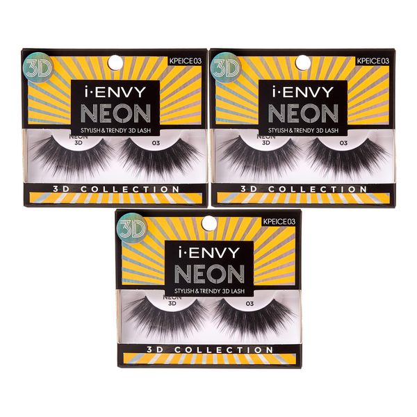 i-ENVY Neon Collection Stylish & Trendy 3D Lash (3 PACK, 03)