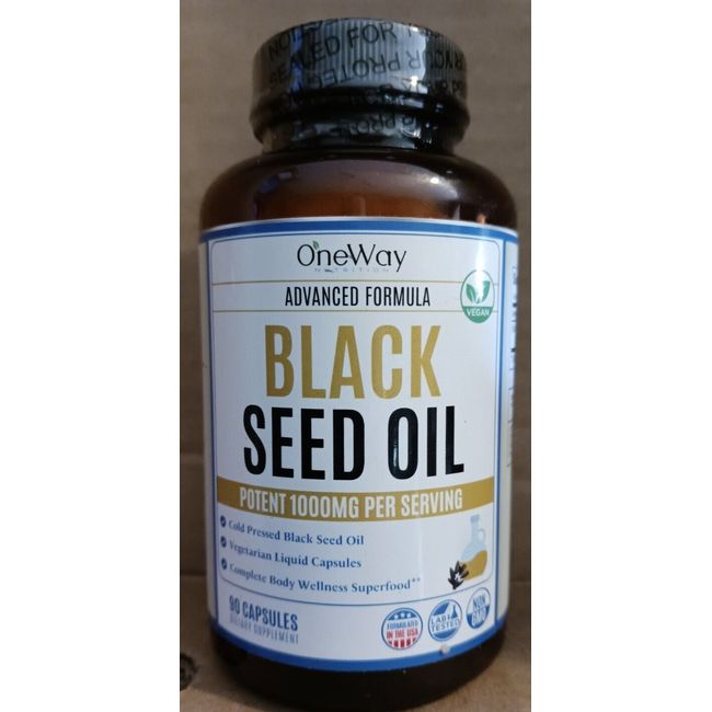 One Way Black Seed Oil ~ Cold Pressed ~ Superfood Antioxidant  ~ 1000 MG - 90 CT