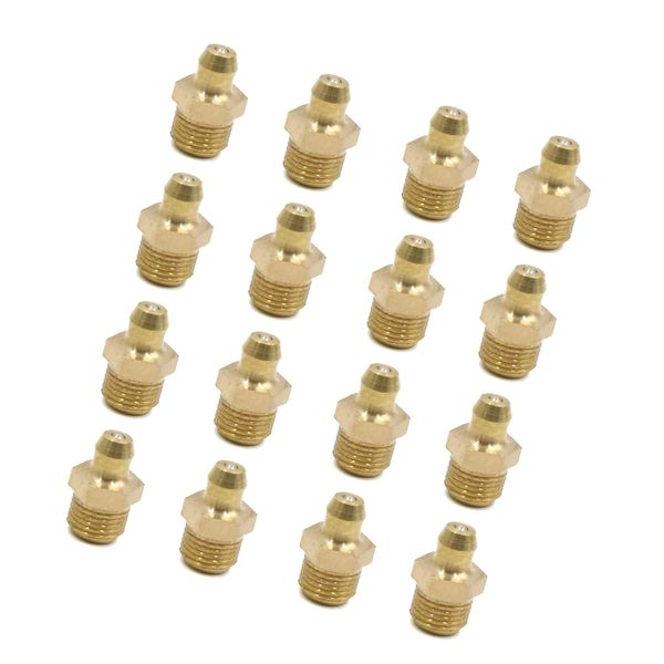 Hihaha 1/8 Inch Thread Brass Straight Grease Nipple Fitting for Car/16pcs