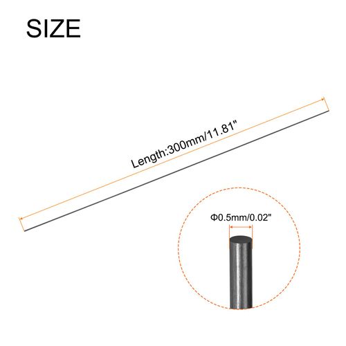 MECCANIXITY Carbon Fiber Rod Pole, 0.5mm x 300mm for RC Car Plane DIY Tool Wing Tube Quadcopter Arm, Pack of 12