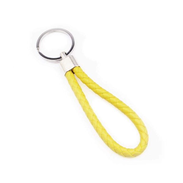 Choose Color Keyring Braided Strap, Leather Strap, Leather Key Chain, 6 Yellow