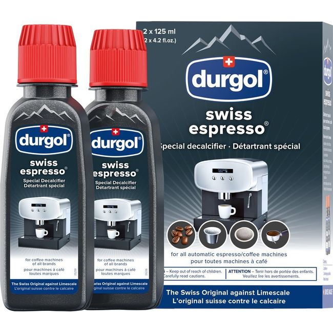 Durgol Swiss Espresso, Descaler and Decalcifier for All Brands of Espresso Machines and Coffee Makers, 4.2 Fluid Ounces (Pack of 2)